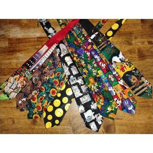 Vintage 90's Mickey Mouse Taz Flintstones Looney Tunes Cartoon Novelty Ties